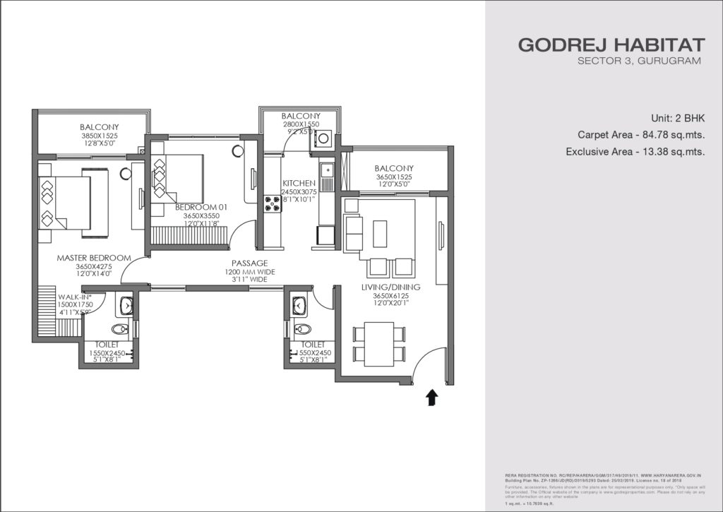 FLOOR PLAN - GODREJ HABITAT 2BHK