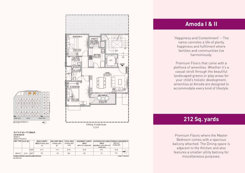 Amoda 2BHK+2T 212 Sqyd