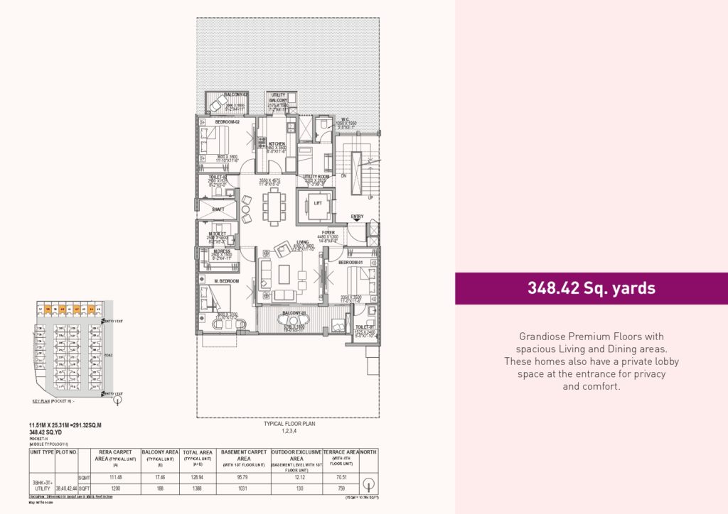 Amoda 3BHK+3T+S.Q 348 Sqyd