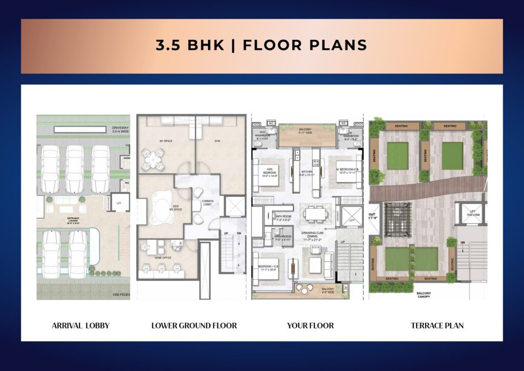 3.5 BHK Floor Plan Smart World Sector 89