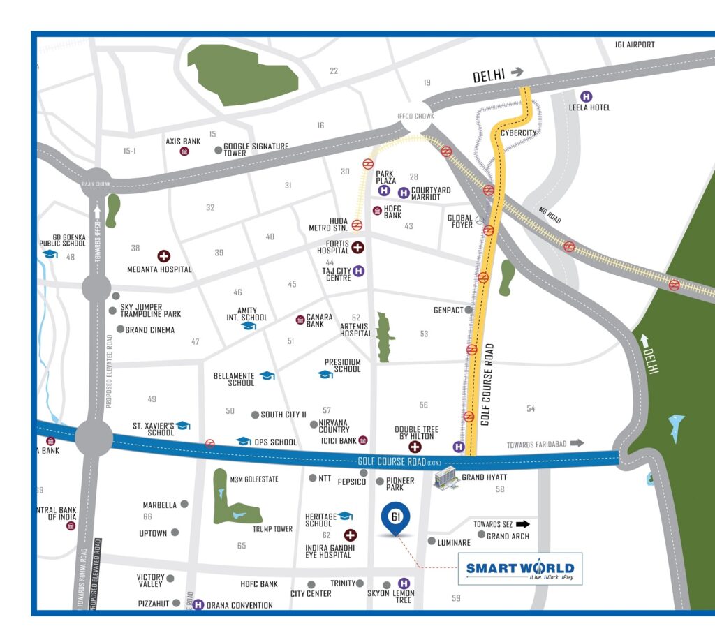 Location Map Smart world Sector 61 Gurugram